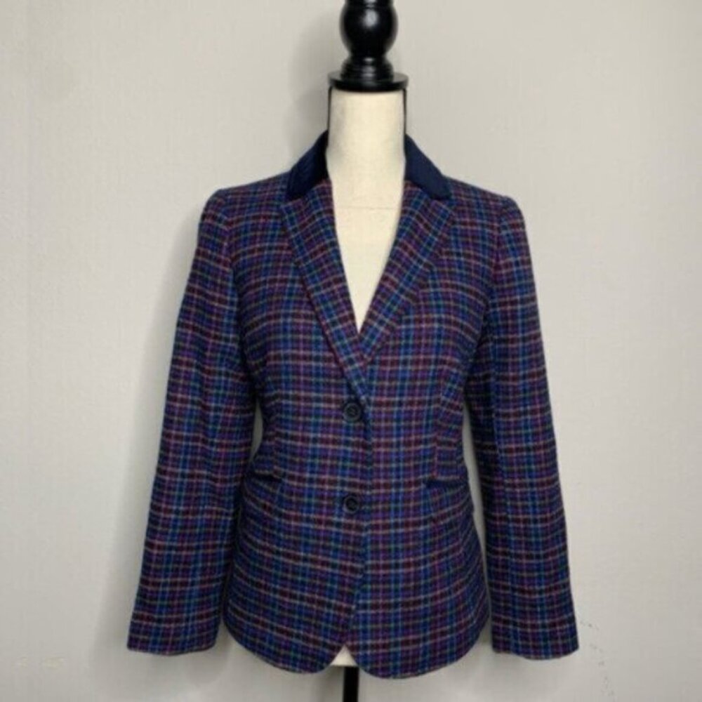 NWT Talbots Mistletoe Plaid Shetland Wool Single Breasted Blazer - Picture 16 of 17